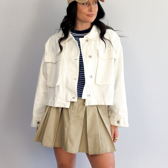 Women’s Cropped Utility Jacket – Ivory Twill - Picture 6 of 9
